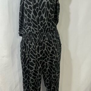 Chic Black and Gray Patterned Jumpsuit